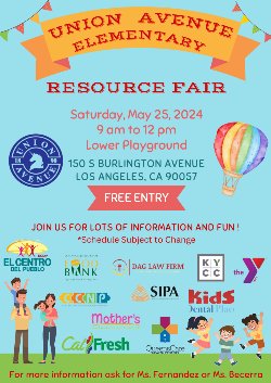 Union Avenue Resource Fair Flyer - English